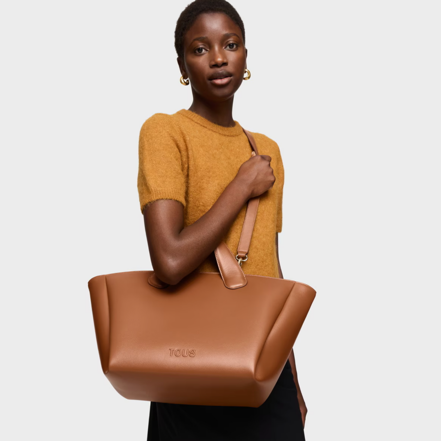 TOTE BAG GRANDE CAMEL BLOOM - TOUS