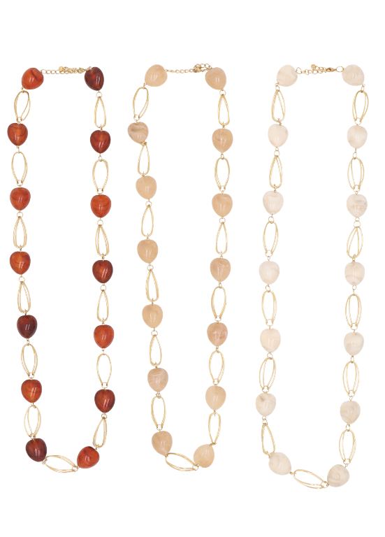 COLAR COMPRIDO COM DELICADAS CONTAS MARMOREADAS - ALIBY