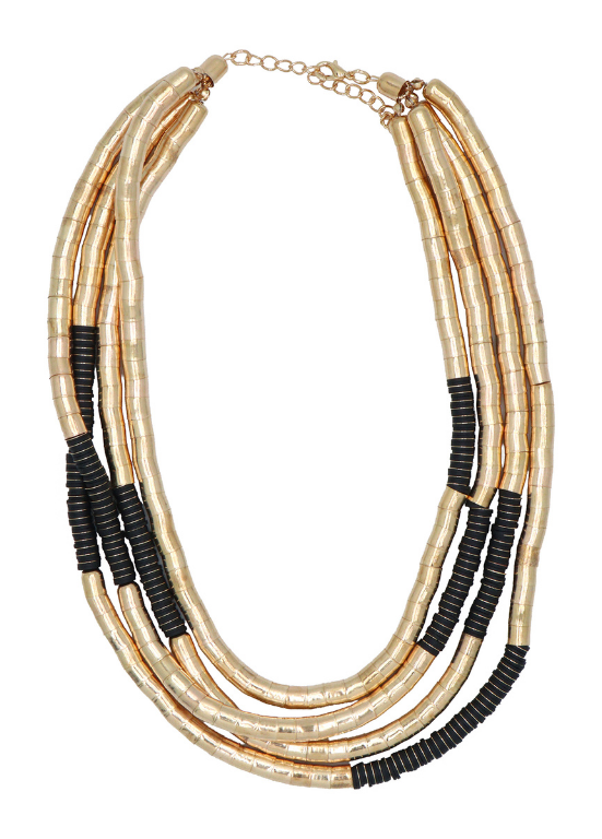 COLAR COM VÁRIAS VOLTAS EM TONS DOURADO E PRETO - ALIBY