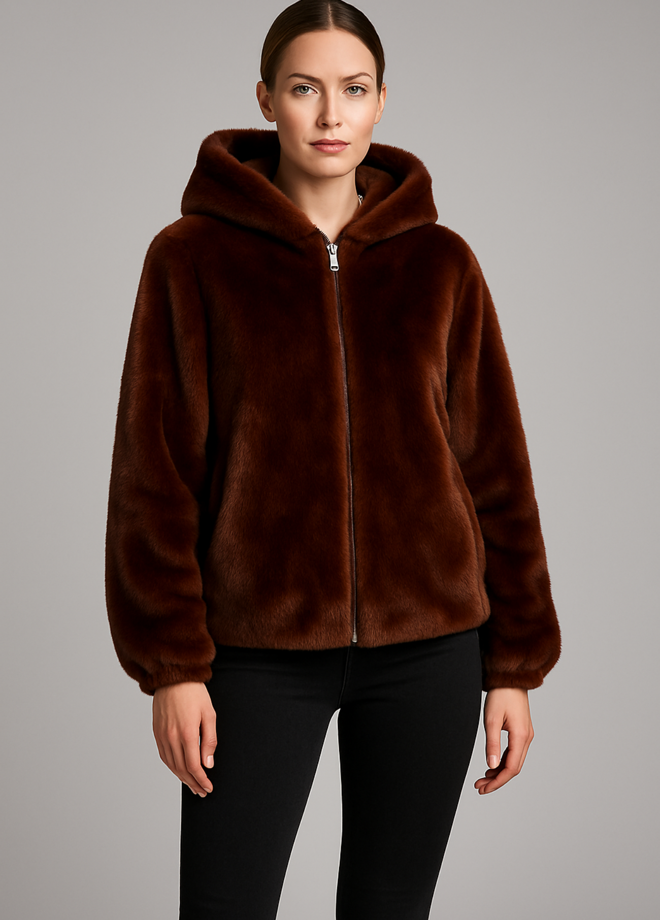 BLUSÃO DE PÊLO SINTÉTICO BORDEAUX - ALIBY