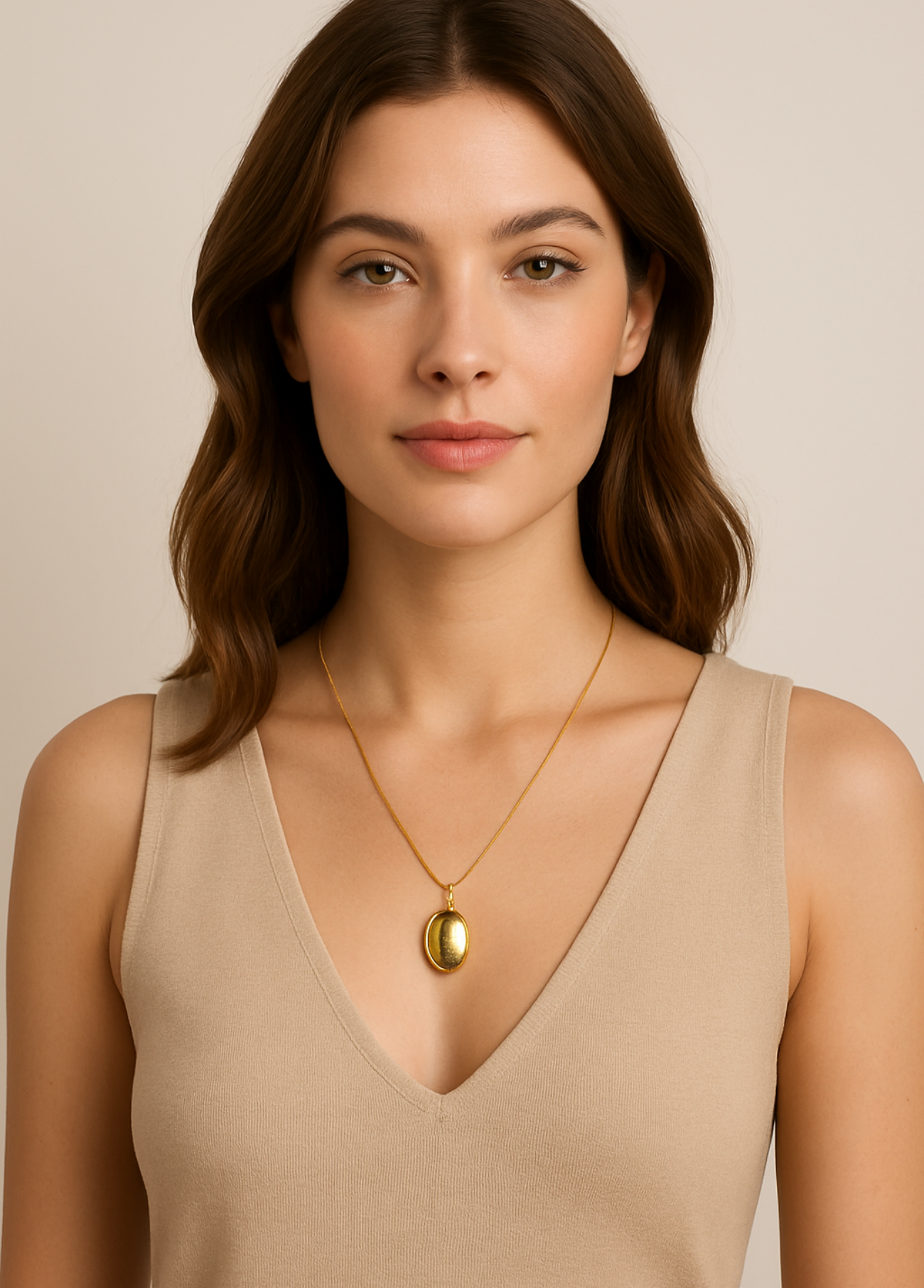 COLAR DOURADO MEDALHÃO OVAL - BASTTA
