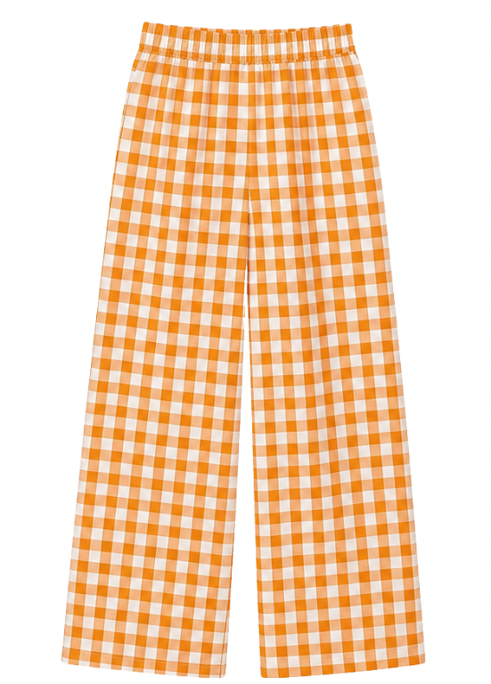 CALÇAS WIDE LEG COM PADRÃO XADREZ - ALIBY