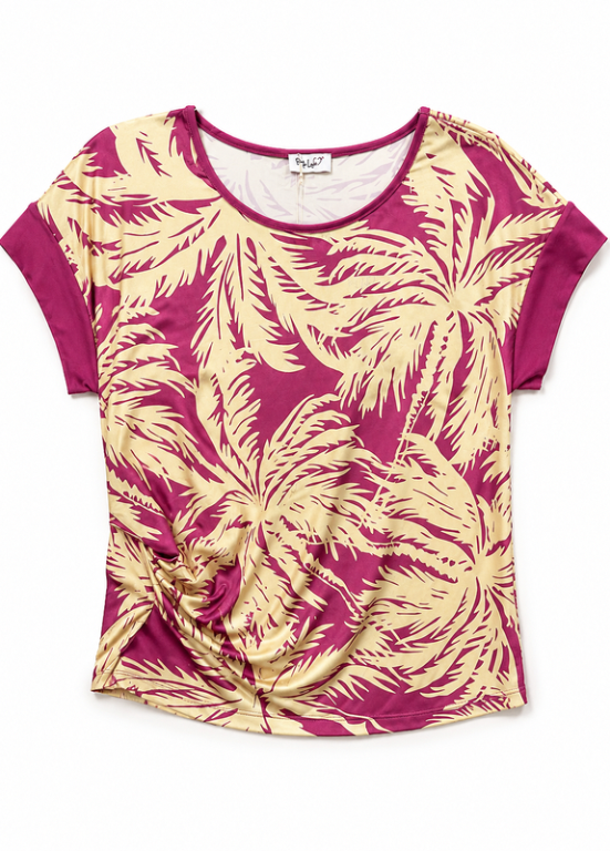 TÚNICA TROPICAL ESTAMPADA COM DRAPEADO LATERAL - BABY LOVE