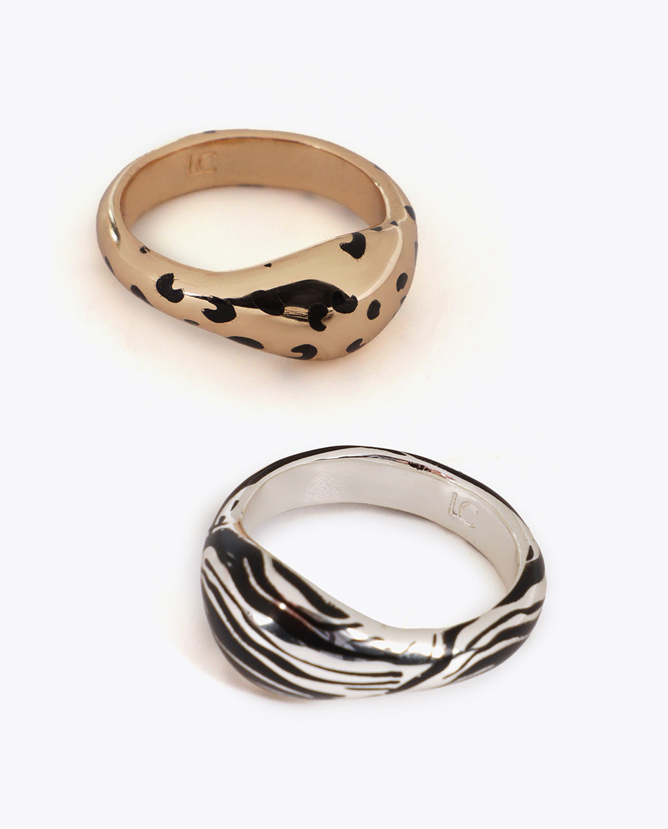 CONJUNTO DE 2 ANÉIS ANIMAL PRINT - LOLA CASADEMUNT