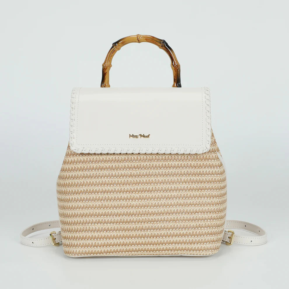MOCHILA DE PALHA COM ALÇA DE BAMBU - MIMI MUA