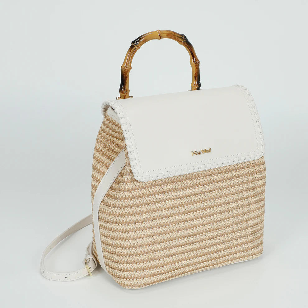 MOCHILA DE PALHA COM ALÇA DE BAMBU - MIMI MUA