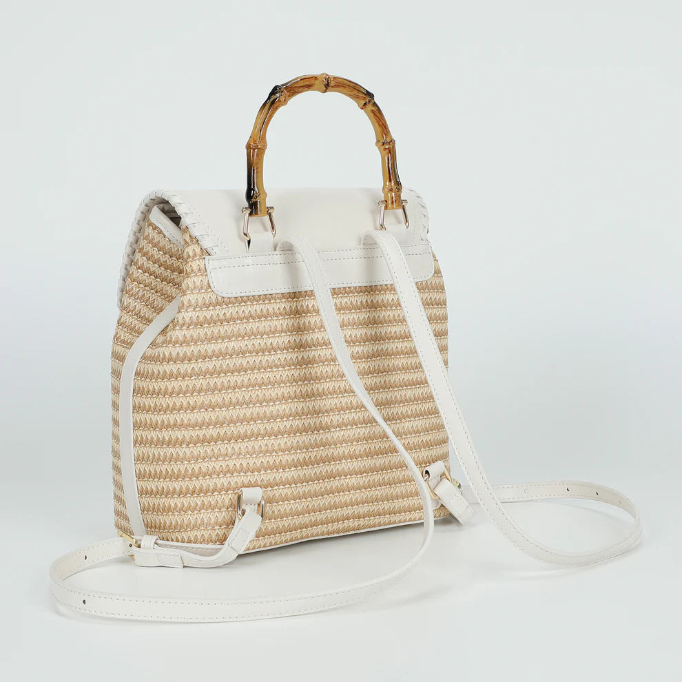 MOCHILA DE PALHA COM ALÇA DE BAMBU - MIMI MUA