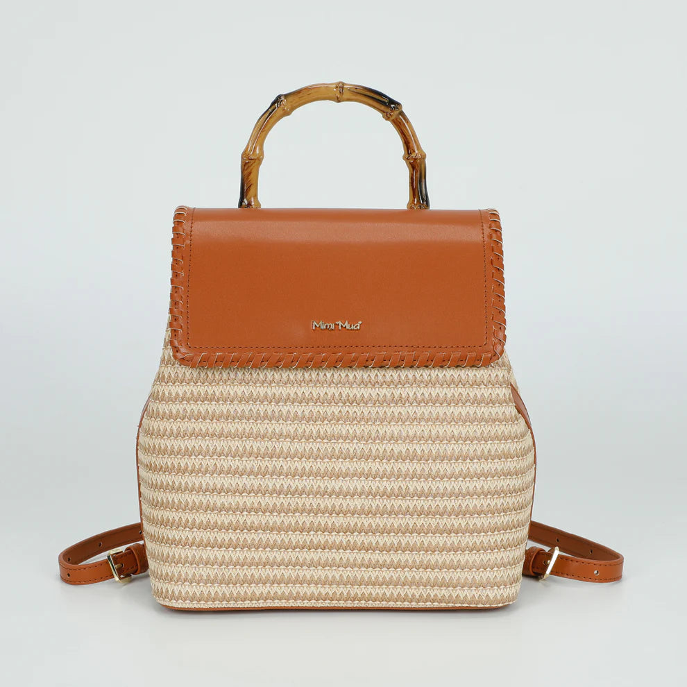 MOCHILA DE PALHA COM ALÇA DE BAMBU - MIMI MUA