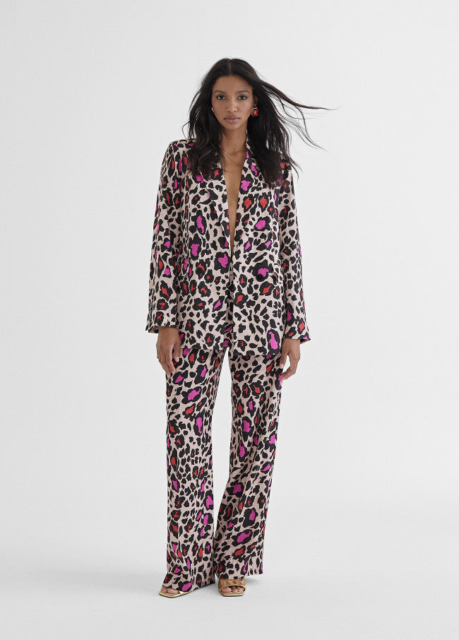 CALÇAS DIREITAS COM ANIMAL PRINT - LOLA CASADEMUNT BY MAITE