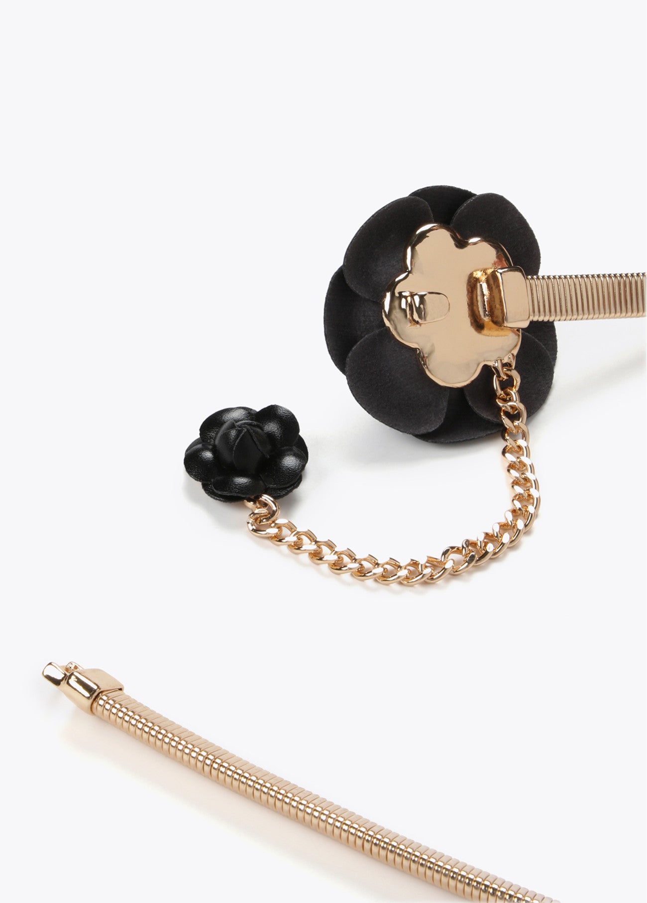 CINTO DE METAL ELÁSTICO COM FLORES EM PELE SINTÉTICA - LOLA CASADEMUNT