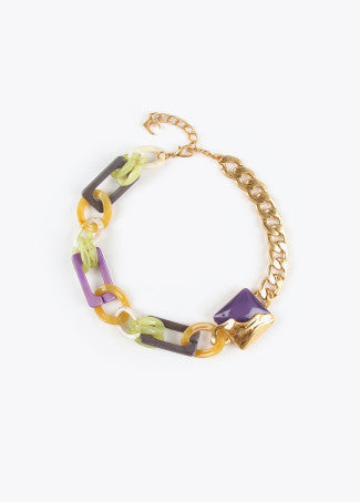 COLAR COM GARGANTILHA DOURADO COM CORES COMBINADAS - LOLA CASADEMUNT