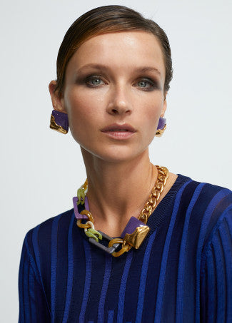 COLAR COM GARGANTILHA DOURADO COM CORES COMBINADAS - LOLA CASADEMUNT