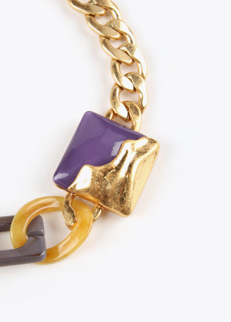 COLAR COM GARGANTILHA DOURADO COM CORES COMBINADAS - LOLA CASADEMUNT