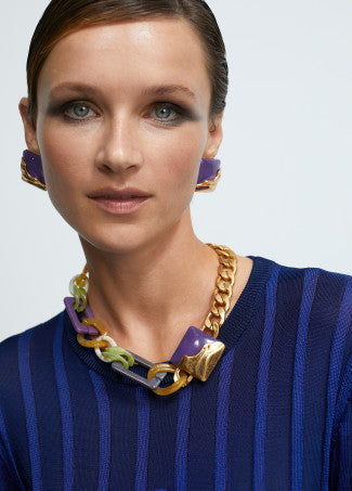 COLAR COM GARGANTILHA DOURADO COM CORES COMBINADAS - LOLA CASADEMUNT
