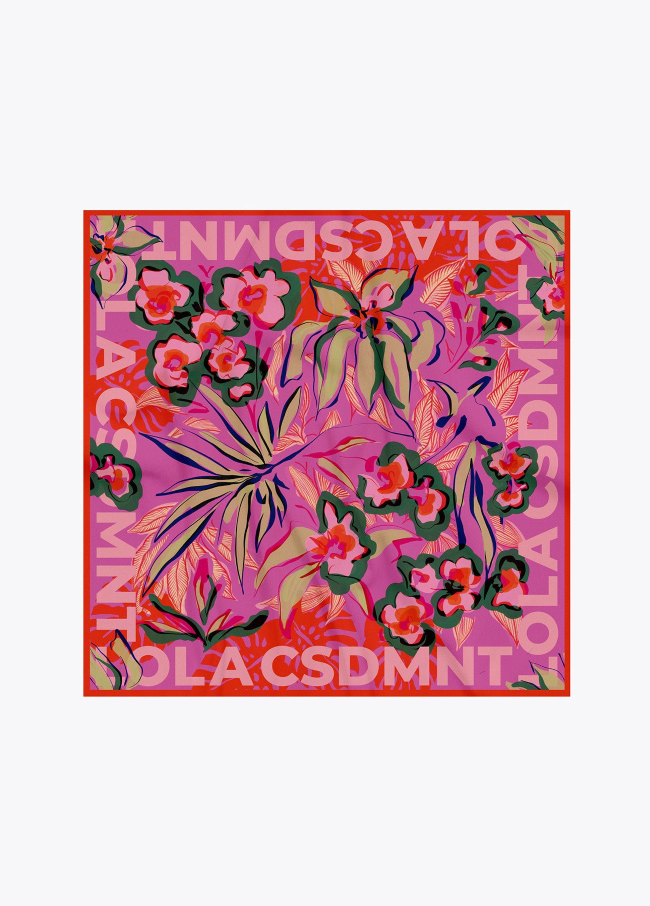 LENÇO ACETINADO COM FLORES TROPICAIS - LOLA CASADEMUNT