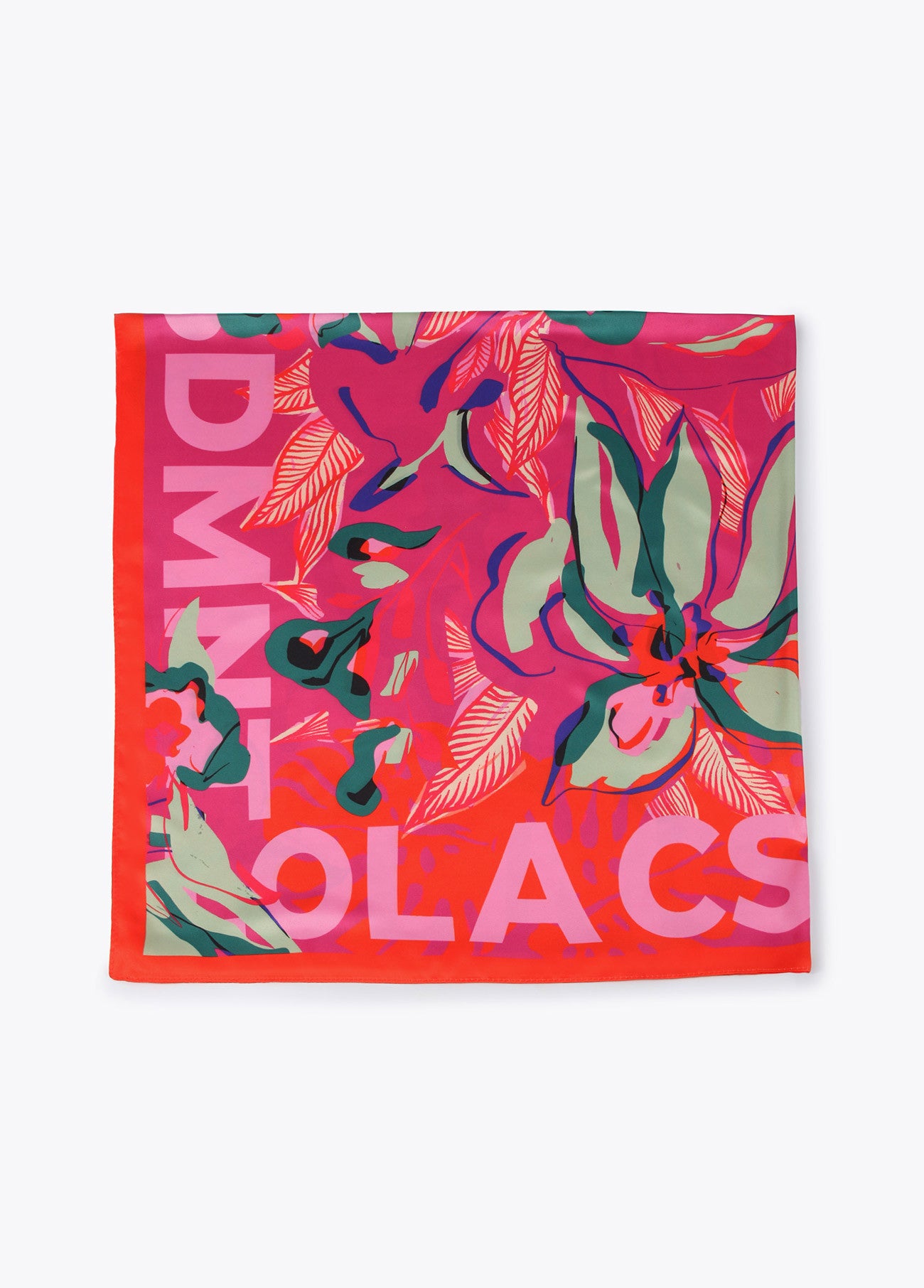 LENÇO ACETINADO COM FLORES TROPICAIS - LOLA CASADEMUNT