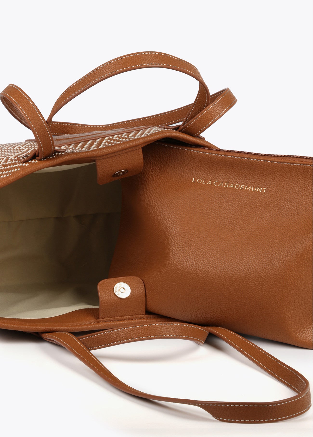 MALA TOTE BAG ENTRANÇADO CAMEL - LOLA CASADEMUNT