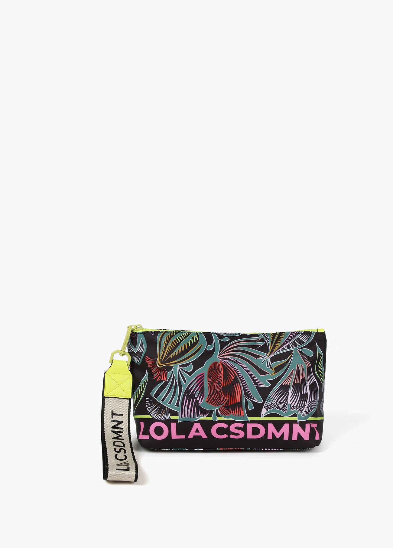 NECESSAIRE EM NYLON COM ESTAMPADO FLORAL E PORMENORES FLUORESCENTES - LOLA CASADEMUNT