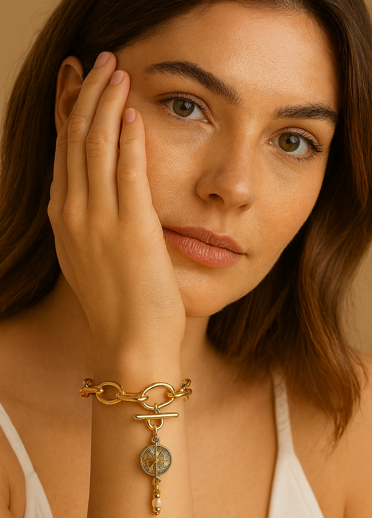 PULSEIRA DOURADA COM MEDALHA - BASTTA