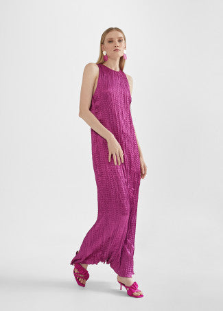 VESTIDO COMPRIDO COM EFEITO PLISSADO - LOLA CASADEMUNT BY MAITE