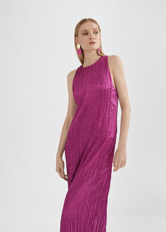 VESTIDO COMPRIDO COM EFEITO PLISSADO - LOLA CASADEMUNT BY MAITE
