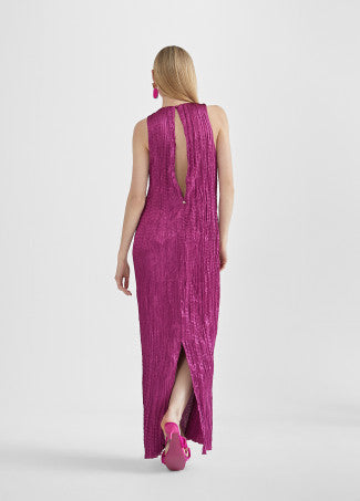 VESTIDO COMPRIDO COM EFEITO PLISSADO - LOLA CASADEMUNT BY MAITE