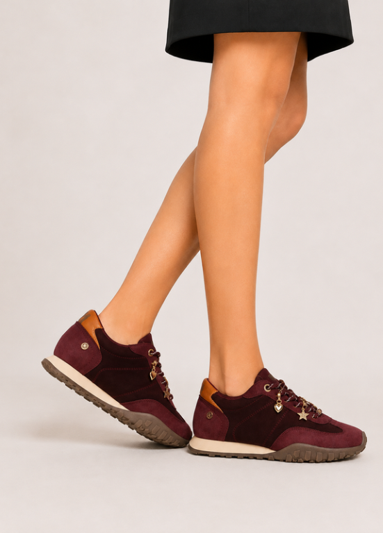 TÉNIS BORDEAUX COM EFEITO CAMURÇA LIGHR FLEXI - XTI SHOES