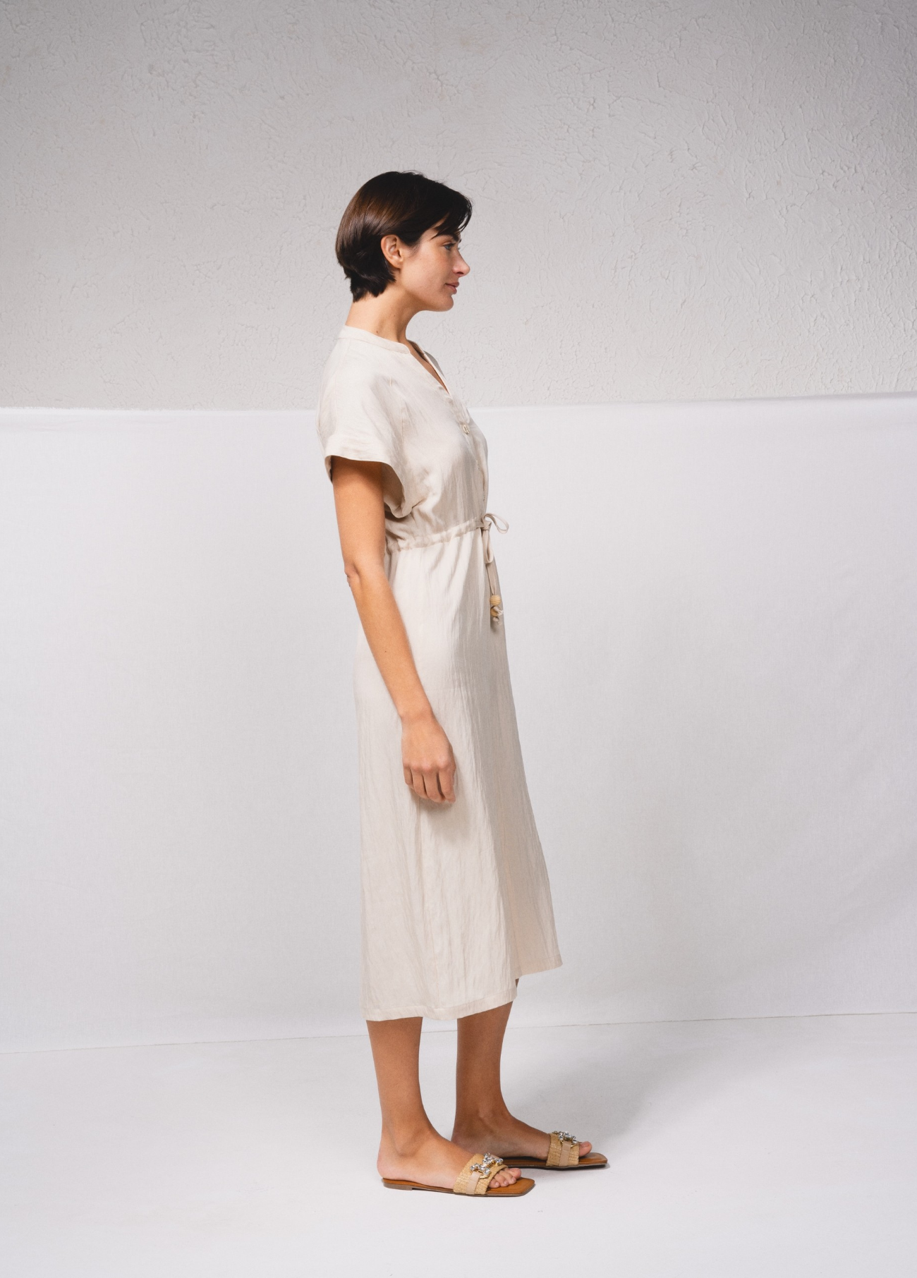 VESTIDO CAMISEIRO COM CORDÃO NA CINTURA - SMF