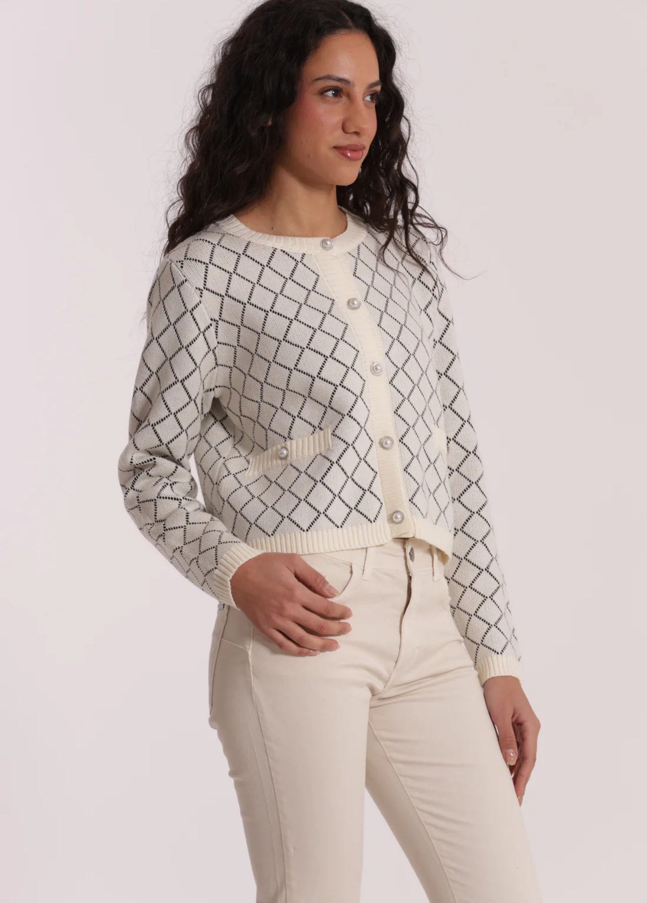 CARDIGAN COM ESTAMPA DE DIAMANTES - MIMI MUA