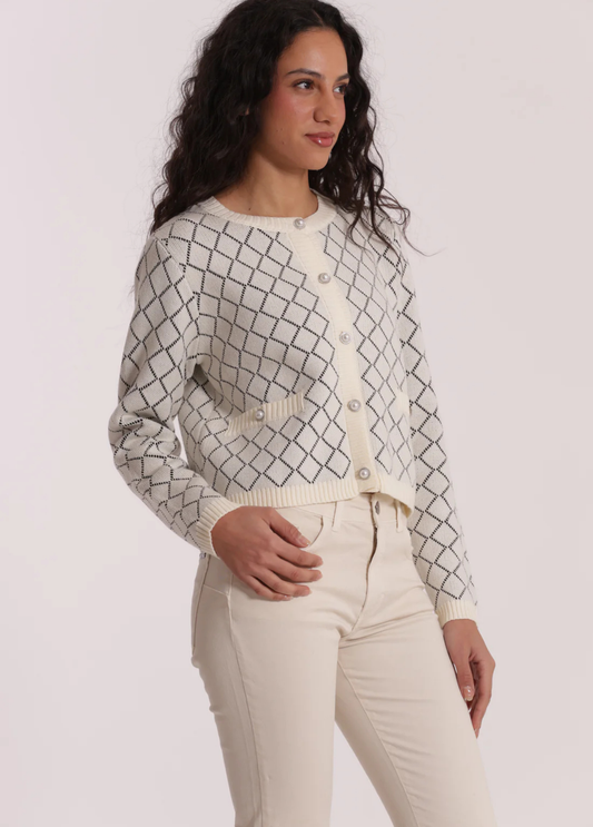CARDIGAN COM ESTAMPA DE DIAMANTES - MIMI MUA