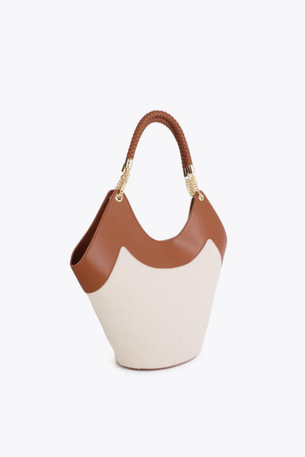 MALA BUCKET BICOLOR COM ALÇA ENTRAÇADA - LOLA CASADEMUNT