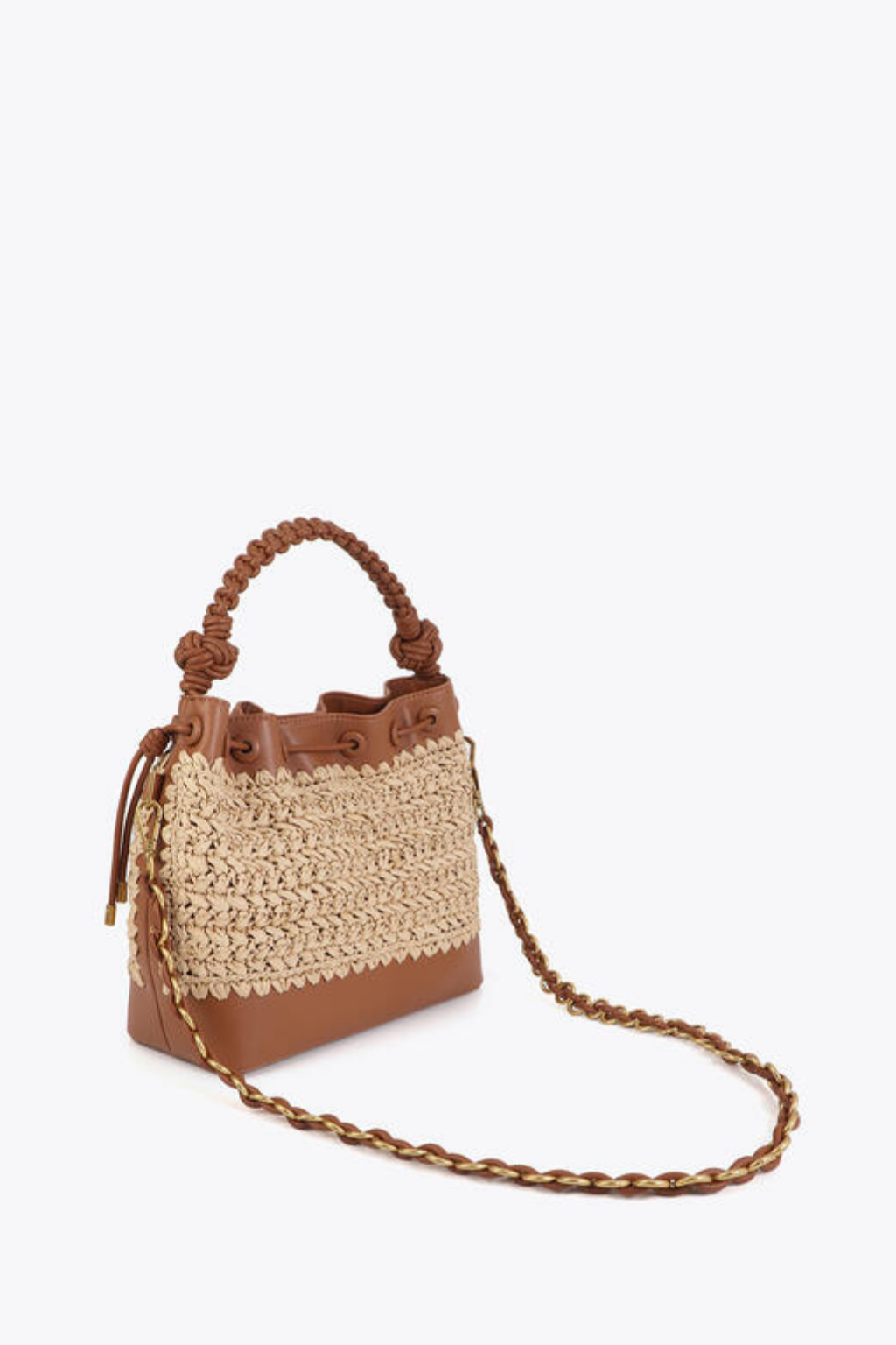 MALA BUCKET CAMEL COM DETALHE ENTRAÇADO - LOLA CASADEMUNT BY MAITE