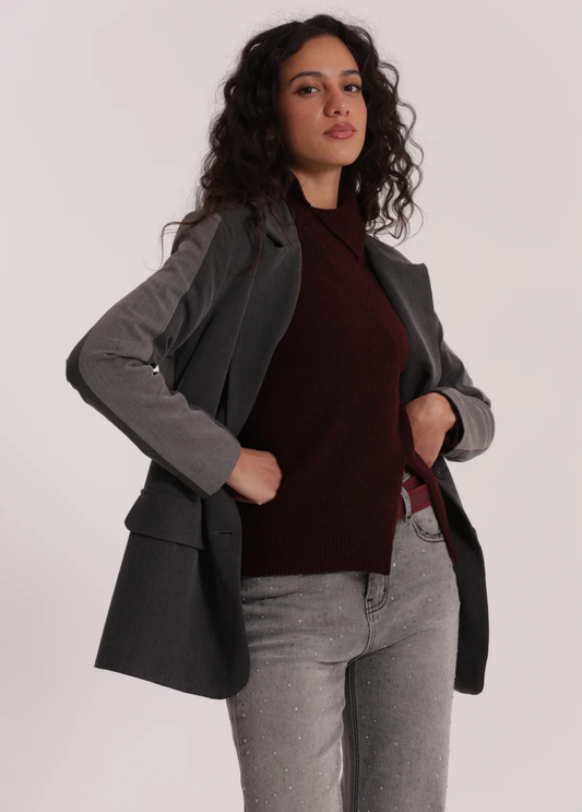 BLAZER BICOLOR EM 2 TONS DE CINZA - MIMI MUA