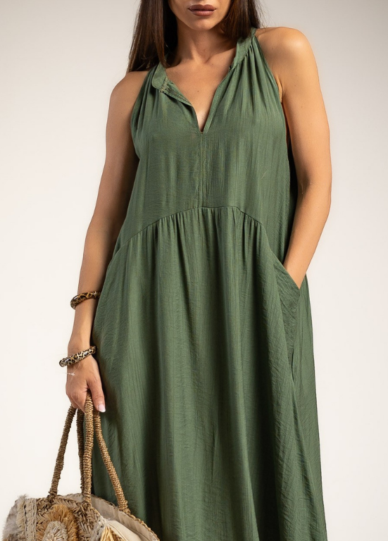 VESTIDO MIDI FLUIDO COM BOLSOS - ALBANO'S