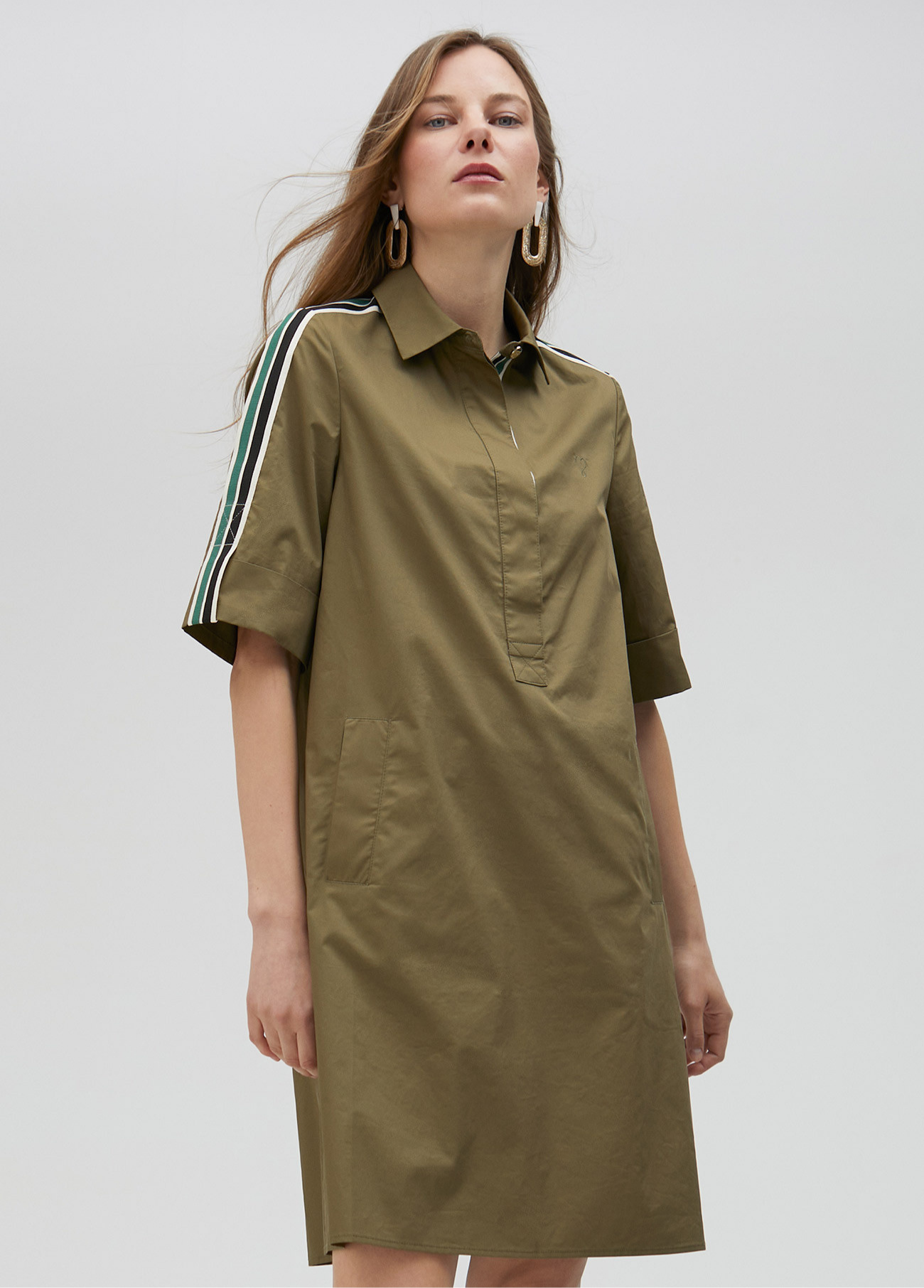 VESTIDO CAMISEIRO COM RISCAS NAS MANGAS - LOLA CASADEMUNT