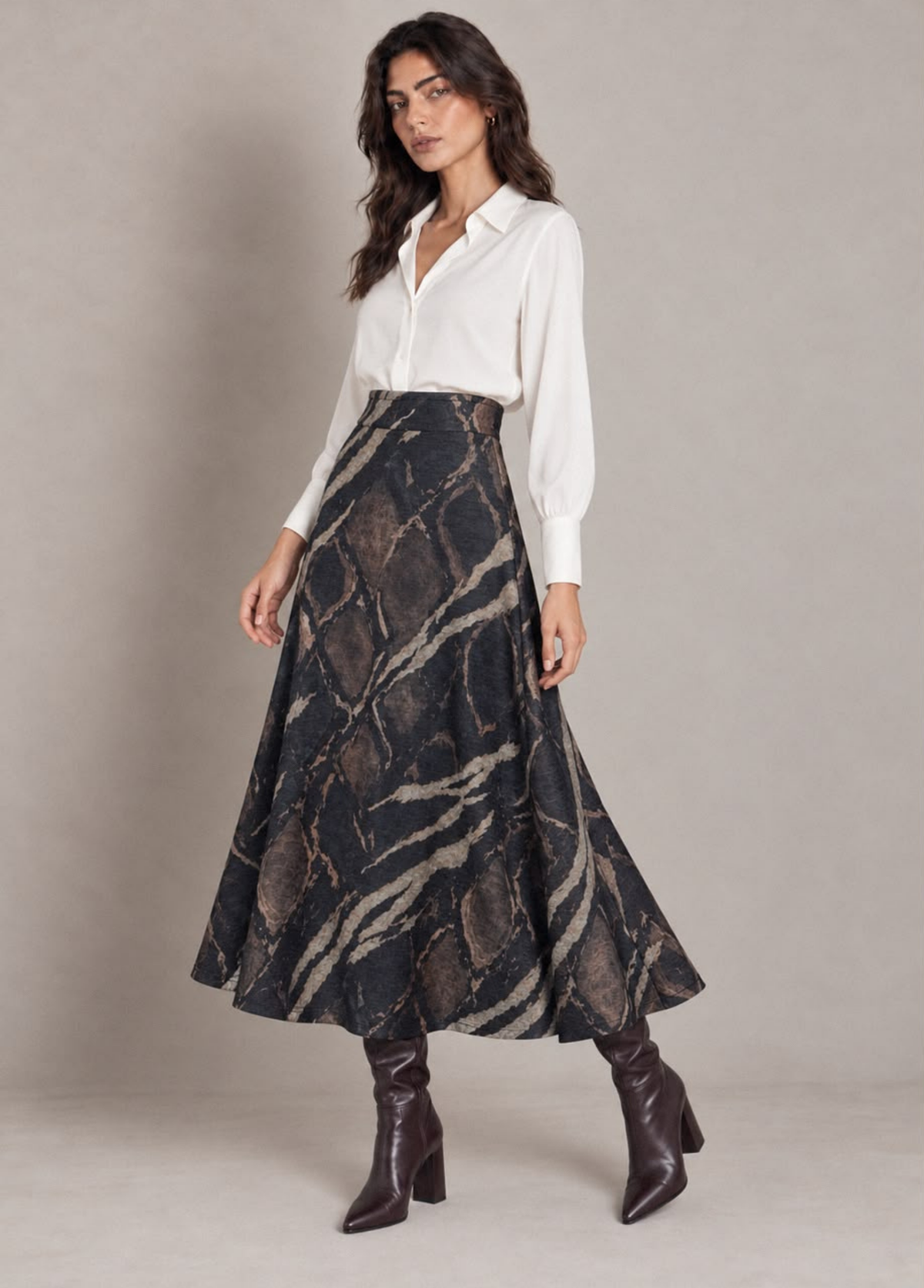SAIA MIDI EVASÉ COM ESTAMPADO - ALIBY
