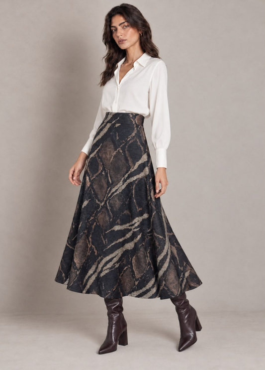 SAIA MIDI EVASÉ COM ESTAMPADO - ALIBY