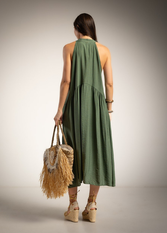 VESTIDO MIDI FLUIDO COM BOLSOS - ALBANO'S
