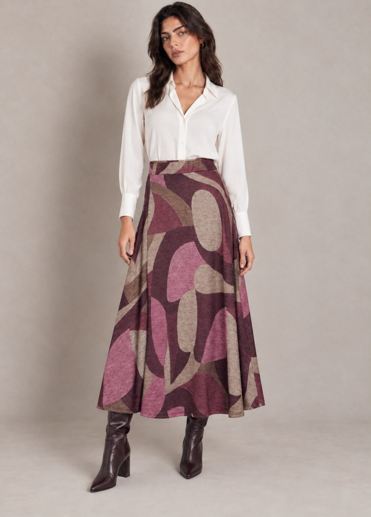 SAIA MIDI ESTAMPADA DE CINTURA SUBIDA - ALIBY