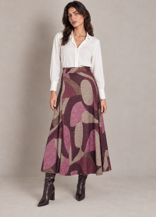 SAIA MIDI ESTAMPADA DE CINTURA SUBIDA - ALIBY