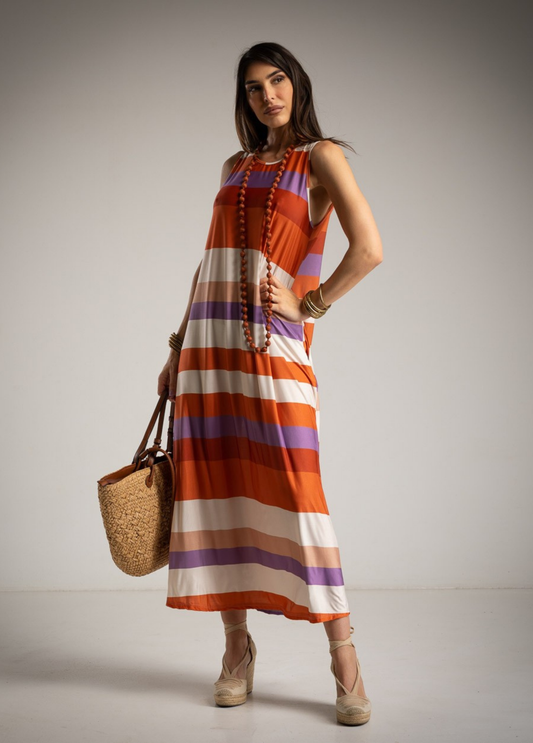 VESTIDO MALHA FRIA RISCAS - ALIBY