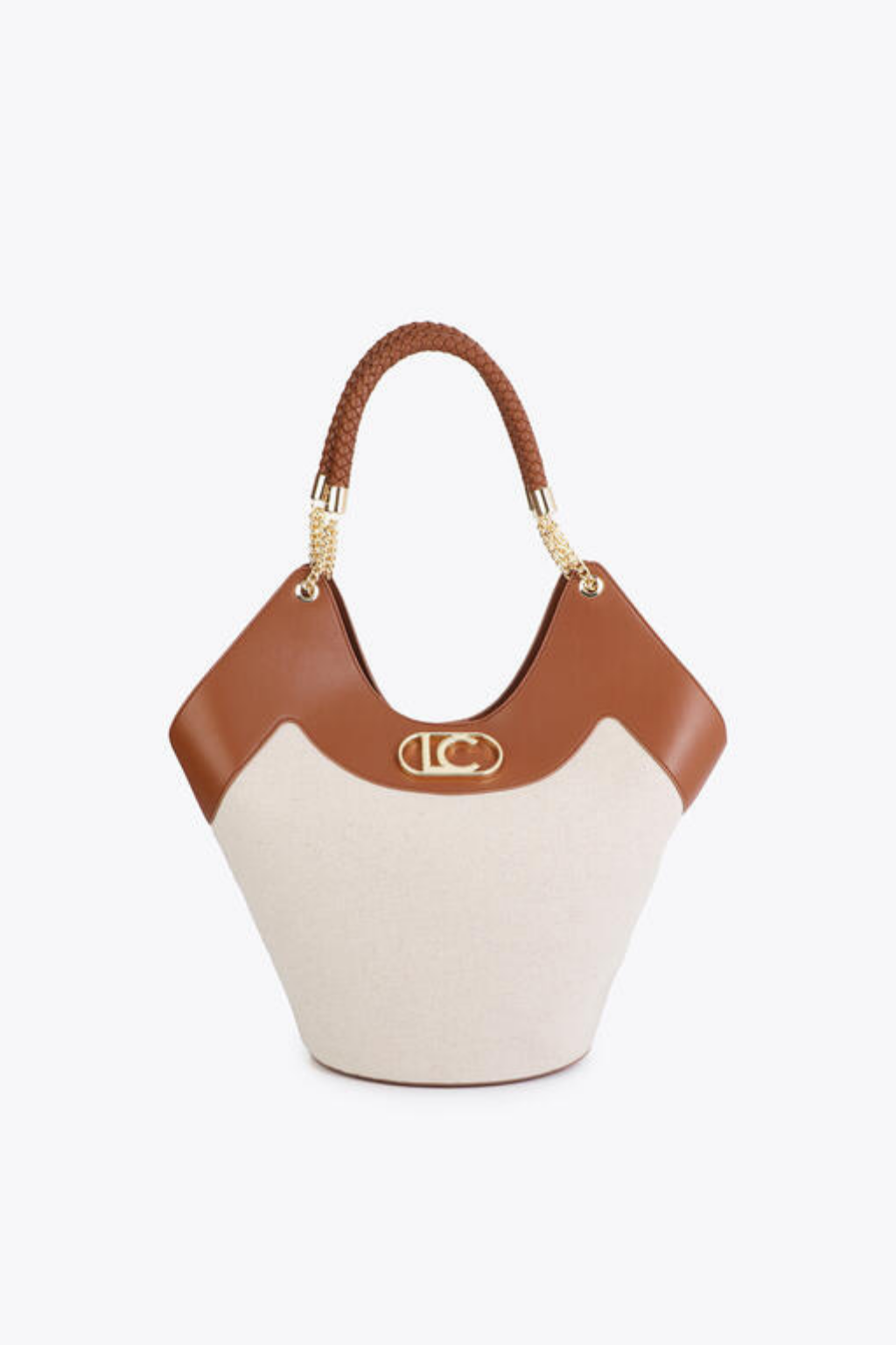 MALA BUCKET BICOLOR COM ALÇA ENTRAÇADA - LOLA CASADEMUNT