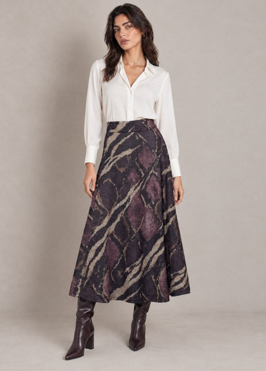 SAIA MIDI EVASÉ COM ESTAMPADO - ALIBY