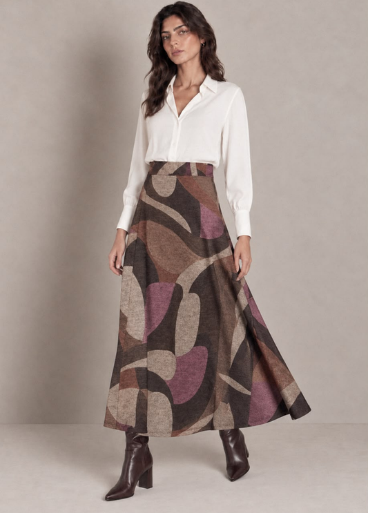 SAIA MIDI ESTAMPADA DE CINTURA SUBIDA - ALIBY