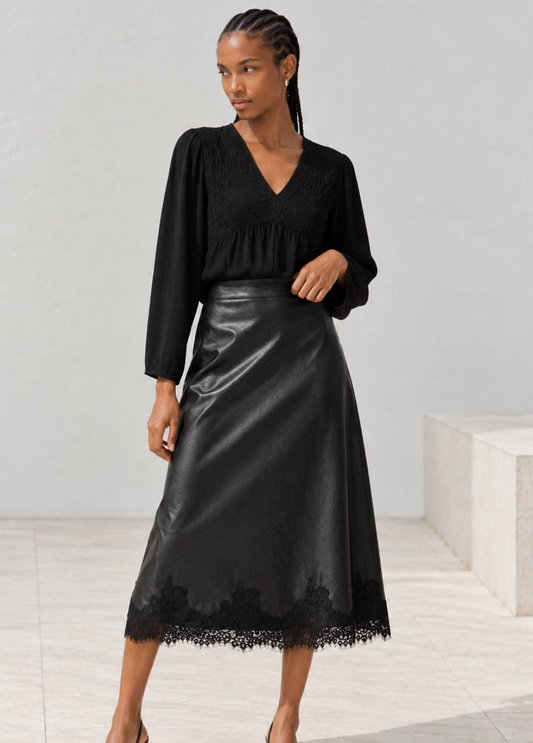 SAIA MIDI COM DETALHE EM RENDA - ALIBY