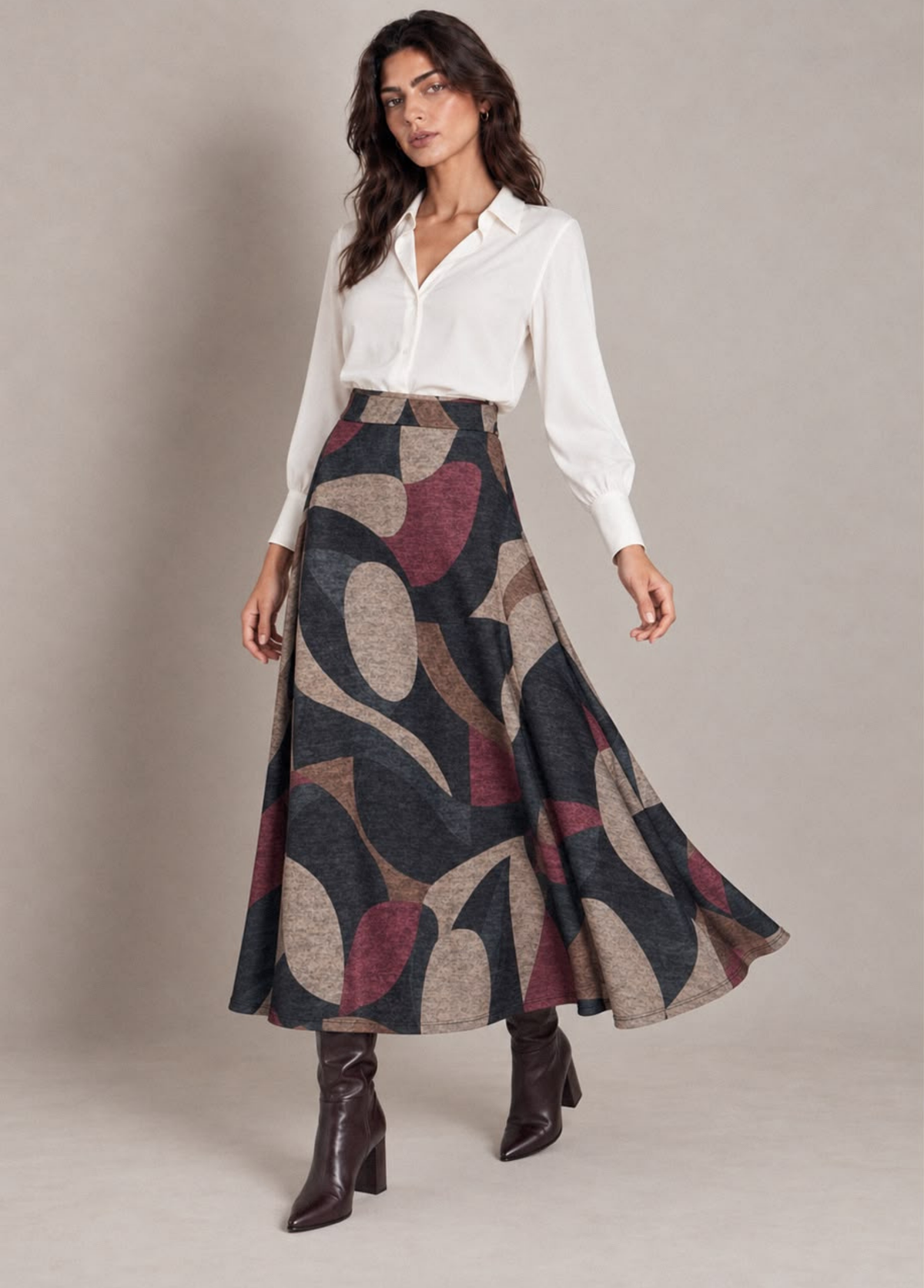 SAIA MIDI ESTAMPADA DE CINTURA SUBIDA - ALIBY