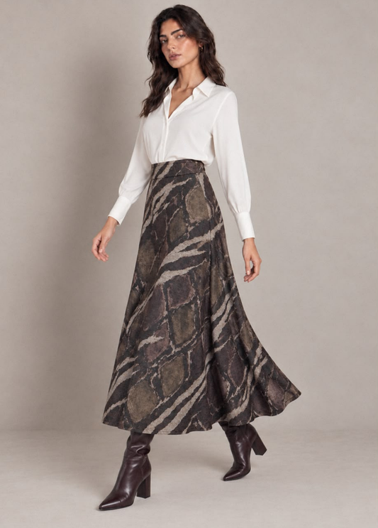 SAIA MIDI EVASÉ COM ESTAMPADO - ALIBY
