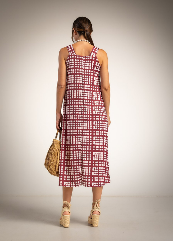 VESTIDO MIDI EM LYCRA SEM MANGAS COM CORTE EVASÉ - ALBANO'S