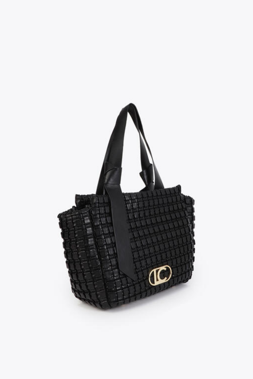 MALA TOTE TEXTURADA COM LOGÓTIPO DOURADO - LOLA CASADEMUNT