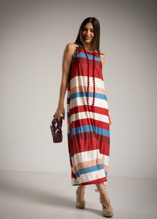 VESTIDO MALHA FRIA RISCAS - ALIBY
